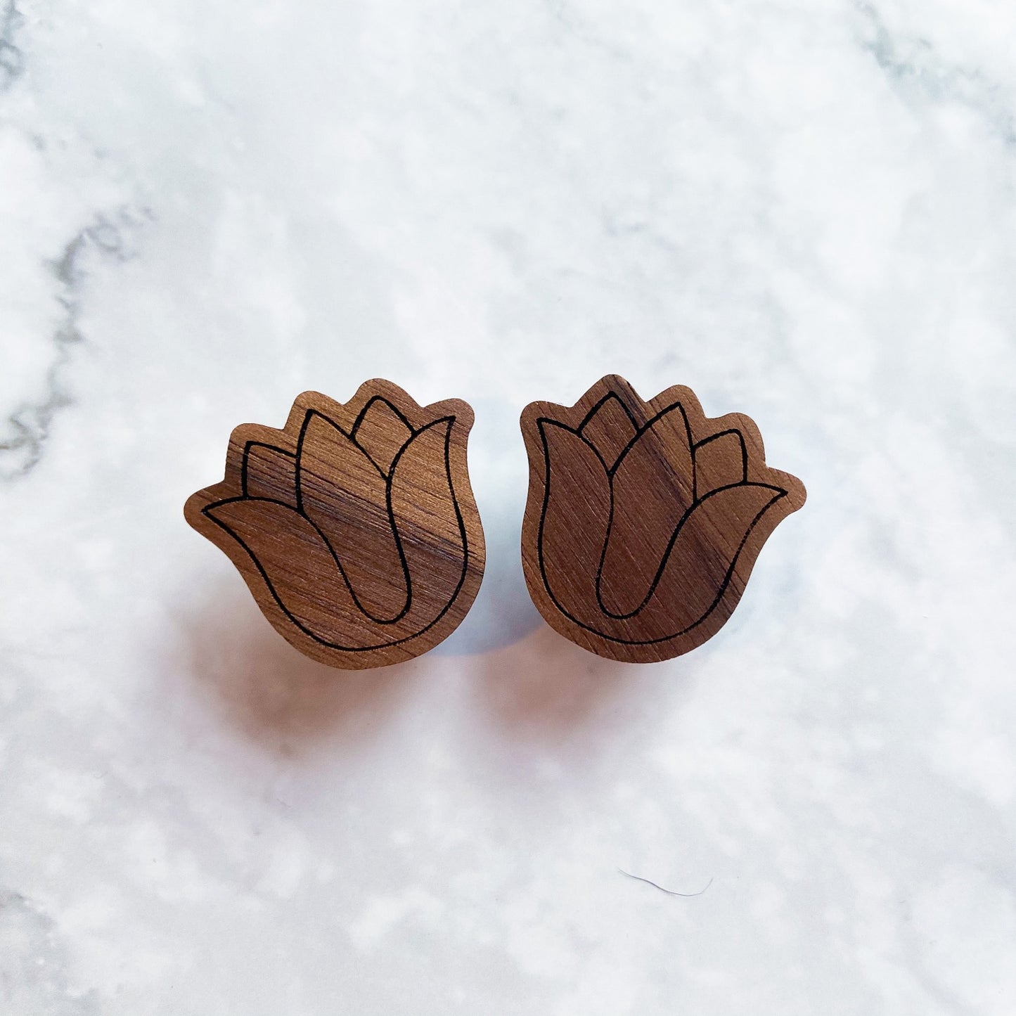 Tulip Earrings - Walnut