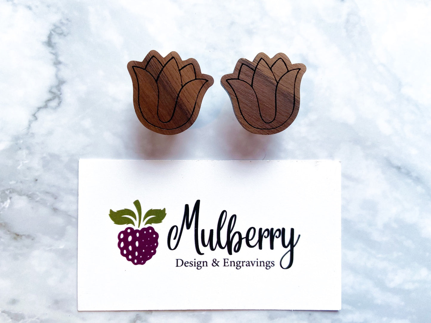 Tulip Earrings - Walnut