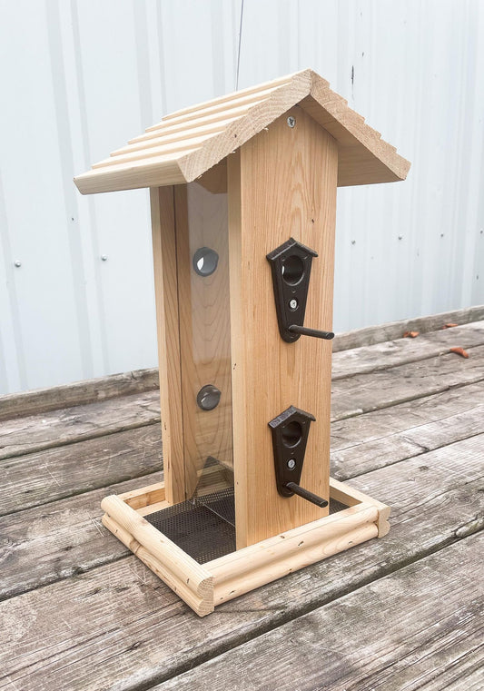 Tall Cedar Bird Feeder